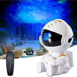 Projetor Galáxia Astronauta Premium com Luz Noturna LED Projetor de Estrelas no Teto Aurora Colorida, Controle Remoto USB Decoração Criativa para Quarto Infantil Presente Incrível
