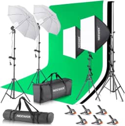 Kit de Iluminação para Estúdio Fotográfico e Vídeo, Softbox, Guarda-sóis, Lâmpadas LED 24W 5700K, Suportes Ajustáveis 200cm, Iluminação Profissional