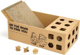 Caixa arranhadora de papelão para gatos com 2 peças de almofada de papelão recarregável de dupla face, 3 em 1, multifuncional, bola de papel, brinquedo sortido, arranhador de gato reciclável para