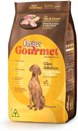 Quatree Gourmet Ração Seca Sem Corantes Cães Adultos Raças Médias e Grandes 10,1kg