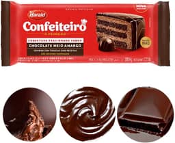 Cobertura Fracionada Confeiteiro Meio Amargo Barra 1,010kg Harald