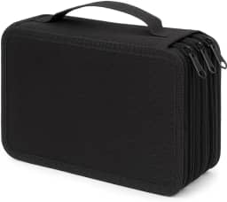 Estojo Escolar Grande com 4 Divisórias, Capacidade para 72 Lápis ou Caneta-QHS (Preto)