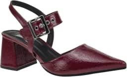 Scarpin Feminino Bico Fino Salto Bloco Confortável com Fivela Sapato Social 18400