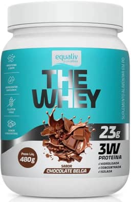 The Whey 3W, Proteína Hidrolisada, Isolada e Concentrada, Sabor Chocolate Belga, 480g -Equaliv