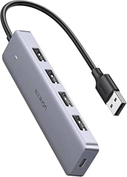 UGREEN Hub USB 3.0 4 portas com porta alimentada tipo C, extensor USB compatível com MacBook Mac Pro Mini iMac Surface Pro XPS IdeaPad MateBook X Pro, notebook, PC, USB, HDD móvel