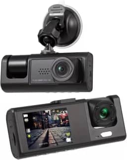 Câmera Veicular 3 Lentes Full HD 1080p com Visão Noturna – Dashcam Frontal, Interna e Traseira, Tela LCD 4” e Detecção de Movimento