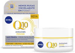 NIVEA Creme Facial Antissinais Q10 Power Dia FPS 30 50g - Reduz rugas e linhas de expressão, hidrata intensamente e é adequado para peles sensíveis, uso diurno