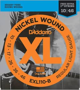 Encordoamento Para Guitarra .010-.046 Com Corda Extra PL010 D'Addario XL Nickel Wound EXL110-B