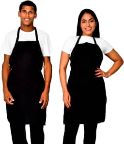 Avental Frontal Preto Oxford Com Bolso Grande Liso Lojaloja