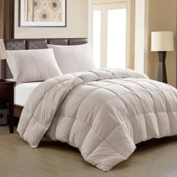 Edredom Toque de Plumas Dupla Face, Microfibra Plumage Liso Quadriculado (Bege Fendi, Queen)