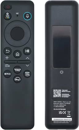 Controle remoto por voz solar BN59-01432A, recarregável por USB-C, Bluetooth com carregamento solar, compatível com Smart TV Samsung Neo QLED S90D Smart 8K HDR Ultra HD - Preto