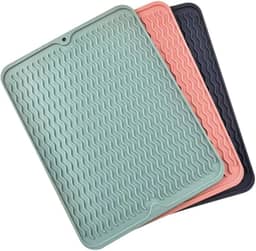 Tapete de Secagem e Escorredor de Louça em Silicone Resistente ao Calor 40x30, Útil para Proteger Superfícies e Facilitar a Secagem (Rosa)