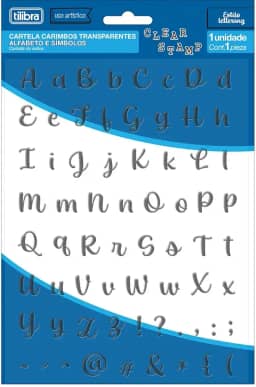 Tilibra - Cartela Carimbos Transparentes Alfabeto e Símbolos - Blister com 1 Unidade