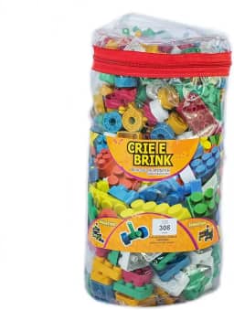 Kit Com 308 Peças De Blocos De Montar Crie e Recrie Colors, Gravo Brink, original