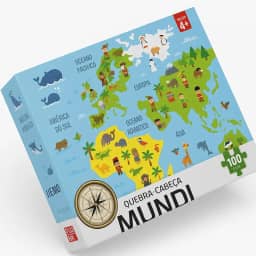 Quebra-Cabeça Mundi 100 Peças | Mapa do Mundo | Brinquedo Infantil Educativo | Crianças a partir de 4 Anos