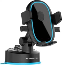 H'MASTON Suporte Carro Ventosa para Celular Suporte Veicular para Celular Rotação De 360° GPS Automotivo Compatível com iPhone Samsung SPR-02 (AZUL)