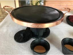 Fondue para carne 37 centimetros de pedra sabao com rechaud