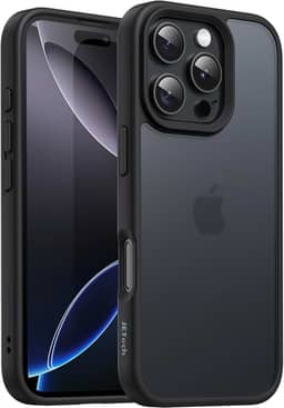 JETech Capa Matte para iPhone 16 Pro Max 6,9 Polegadas, Case Proteção Contra Quedas de Nível Militar à Prova de Choque, Capinha Traseira Translúcida Fosca, Anti-Impressão Digital (Preto)
