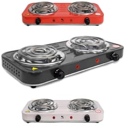 Fogão Elétrico Fogareiro Portátil Cooktop 2 Bocas 2000w 220V (VERMELHO)