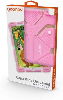 Geonav Capa Universal protetora para tablets 7-7.9 polegadas, Silicone, anti choque, base de apoio, UN779P, Rosa
