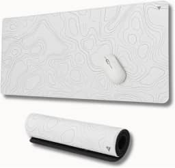 Mousepad Gamer Force One Skyhawk Snow XXL 90x40cm - Precisão Imbatível para FPS, Base Antiderrapante e Superfície de Tecido Premium Branca