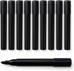 Kit 10 Marcadores Permanentes Pretos | Tinta Forte de Alta Fixação | Secagem Rápida | Ponta Resistente | Escreve em Papel, Plástico, Metal, Vidro e Madeira | Uso Escolar e Escritório