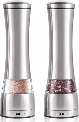 KIT 2 Moedores Profissionais de Sal e Pimenta | Corpo em Aço Inox Antiferrugem | Mecanismo Ajustável de Alta Durabilidade