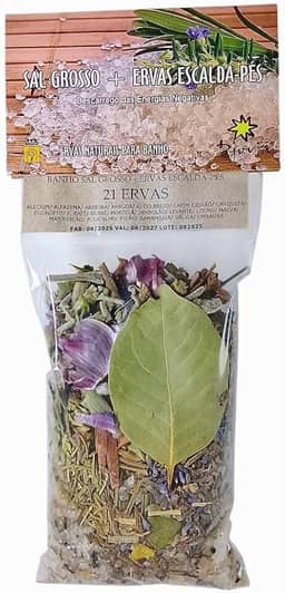 Banho Sal Grosso + Ervas Escalda Pés 21 Vinte E Uma Ervas Emb.180g
