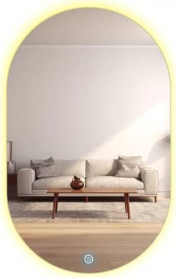 Espelho Led Oval Decorativo 60x40cm Lapidado Touch Screen (3000K LUZ QUENTE)