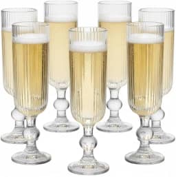 Conjunto 6 Taças de Champanhe 170ml Nordic Canelado – Jogo em Vidro para Espumante