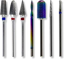 Kit 7 Brocas Tungstênio Diamantada + Caixa Suporte Unhas Gel