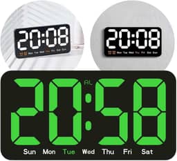 Relógio de Parede Digital LED, Display Hora e Dia da Semana, Ideal para Academia, Galpão, Recepção e Uso Comercial (Led Verde)
