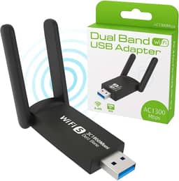 Adaptador Placa Wi-Fi USB 3.0 Dual Band 1300Mbps de Rede com 2 Antenas – Internet Rápida em 5GHz e 2.4GHz, Alta Performance para PC e Notebook