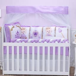 Kit Berço Sublimado12 Peças - Conforto e Estilo para o Enxoval do Bebê (Castelo Lilás)