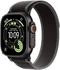 Apple Watch Ultra 3 GPS + Cellular, Caixa em titânio preto de 49 mm com Loop Trail preto/carvão ‑ P/M