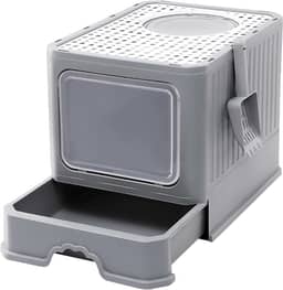 Caixa de Areia Fechada para Gatos, Banheiro Sanitário com Pá, Toalete para Felinos