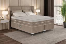 Cama Box + Colchão Castor Queen Premium One Face Tecnopedic 158x198x57cm