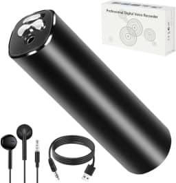 32 GB Gravador Profissional Mini, Dispositivo de Gravação de Áudio Digital, Dispositivo Portátil de Gravação de Áudio, Reprodução Digital Ativada por Voz, Gravador de Voz Recarregável