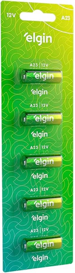 Bateria Alcalina A23 Cartela com 5 Unidades Elgin 12V Pilha