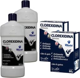 Kit 2 Shampoo Dermatite Canina + 2 Sabonete Antisséptico Higiene Cães Tratamento Pele Sensível