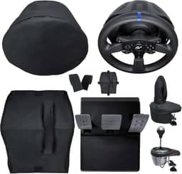 Qualicapas Kit de Capas Protetoras para Volante e Base T300RS GT Edition + Capa para Pedais T3PA + Capa para Câmbio TH8A Add-On Shifter Simulador Gamer Thrustmaster
