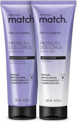 Combo Match. Proteção dos Loiros O Boticário Shampoo e Condicionador para Cabelos Loiros ou Descoloridos Protege a Cor e Aumenta o Brilho