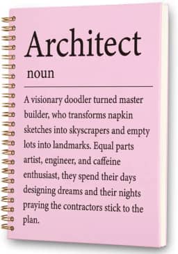 FOUGSTA Architect Spiral Notebook - 160 Page (80 Sheet) Design Sketchbook for Architects & Engineers, 8x6 Inches Grid Ruled with 'Visionary Doodler' Quote - XXR15