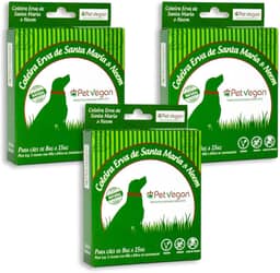 Kit 3 Coleira PetVegan Antipulgas Anticarrapatos Para Cães 8 a 15kg Vegana e Segura