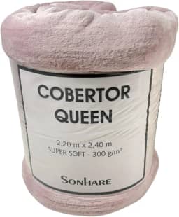 Cobertor Queen Sultan Sonhare Toque de Seda 300g/m² Ultra Macio Super Soft 2,20m x 2,40m (Rosa Cristal)