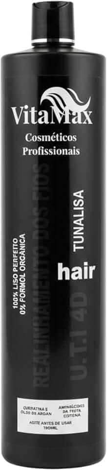 Progressiva Sem Formol 1000ml VitaMax Profissional – Alisamento Orgânico, Realinhamento Capilar para Todos os Tipos de Cabelo, Com Óleo de Argan, Queratina e Aminoácidos [Uso Profissional e Doméstico]