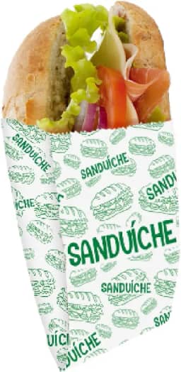 Saco Fundo Reto Mono 14X13,5X5 Sanduiche Food Service - Embalagem com 100 unidades.