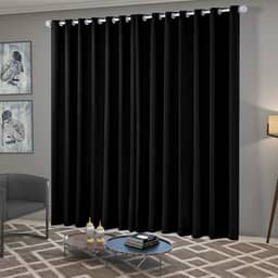 Cortina Blackout/Blecaute Quarto/Sala em Tecido 3,00m x 2,50m com Ilhós Cromado Solaris - Preto