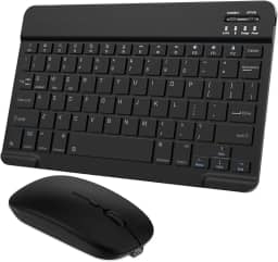 Combo de teclado e mouse Bluetooth ultrafino, portátil, recarregável, teclado sem fio para tablet Android, celular, smartphone, iPhone, iPad mini, Pro Air 10.2 10.9 11 12.9 33.0 cm (preto)