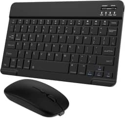 Combo de teclado e mouse Bluetooth ultrafino, portátil, recarregável, teclado sem fio para tablet Android, celular, smartphone, iPhone, iPad mini, Pro Air 10.2 10.9 11 12.9 33.0 cm (preto)